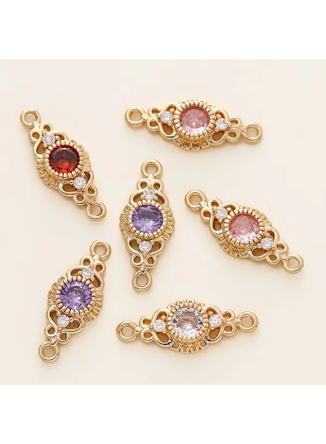 Golden Orange 18K Gold Plated Brass Floral Pendants With Gemstone Settings For DIY Jewelry Making - Image 1